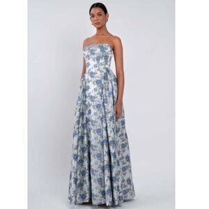 Whisper Blue Sweetbriar Jacquard Strapless A-line Gown Style Desiree Size 12